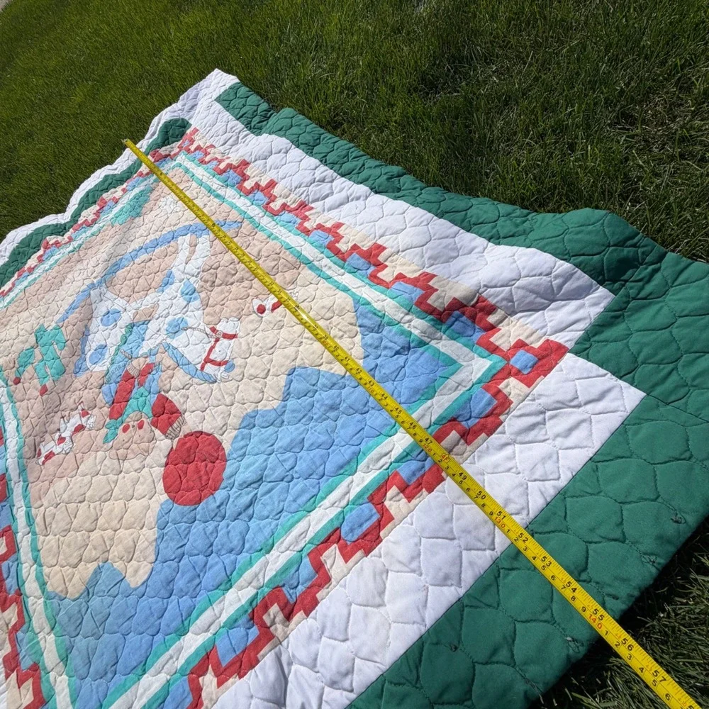 A+ cute rare Handmade Reversible Quilt Western Cowboy & Tropical Palm Tree 55x45